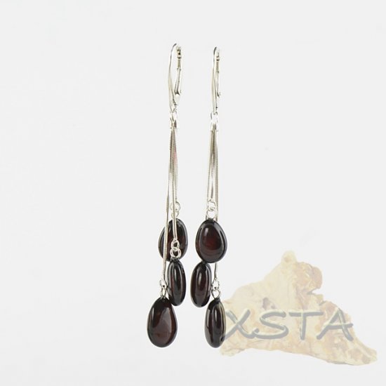 Black three piece Baltic amber earrings